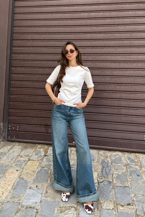 ROUND NECK ONE COLOR WOMAN T-SHIRT WHITE-E BARDHE - 3