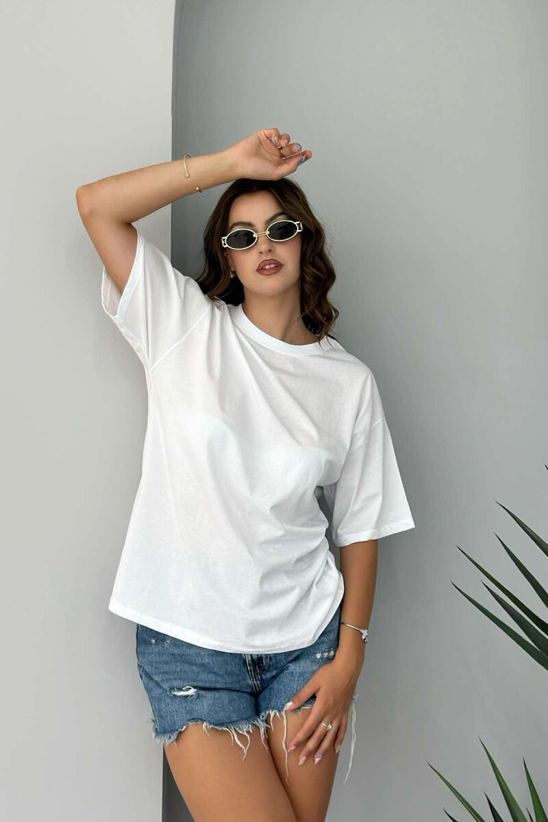 ROUND NECK ONE COLOR WOMAN T-SHIRT WHITE-E BARDHE - 2