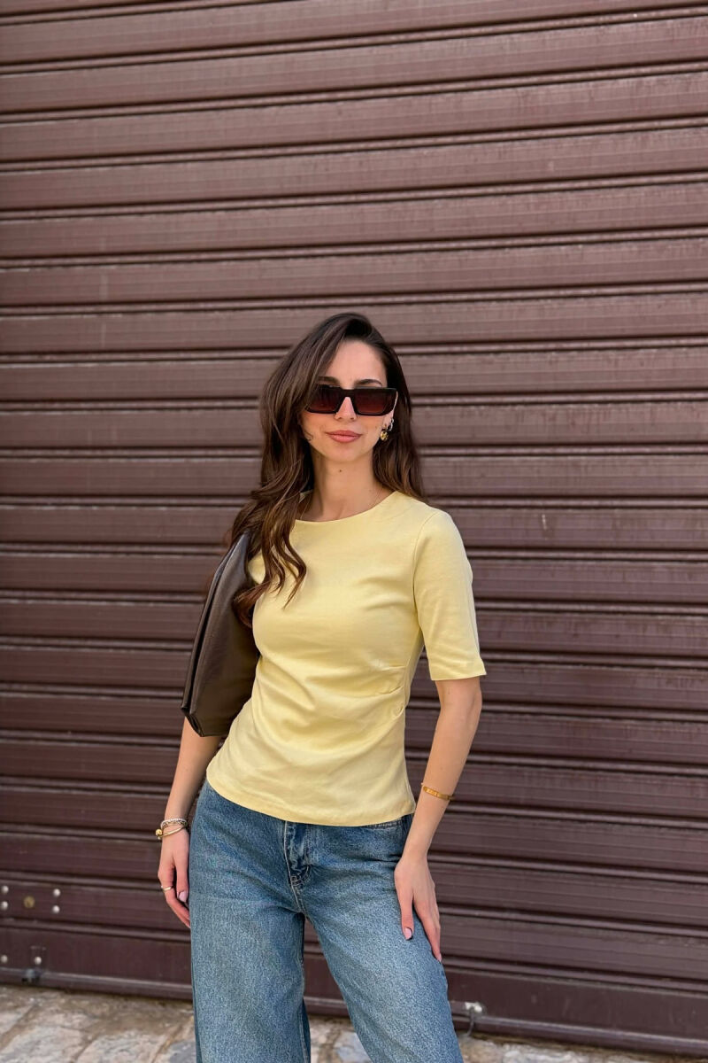 ROUND NECK ONE COLOR WOMAN T-SHIRT YELLOW/E VERDHE - 1