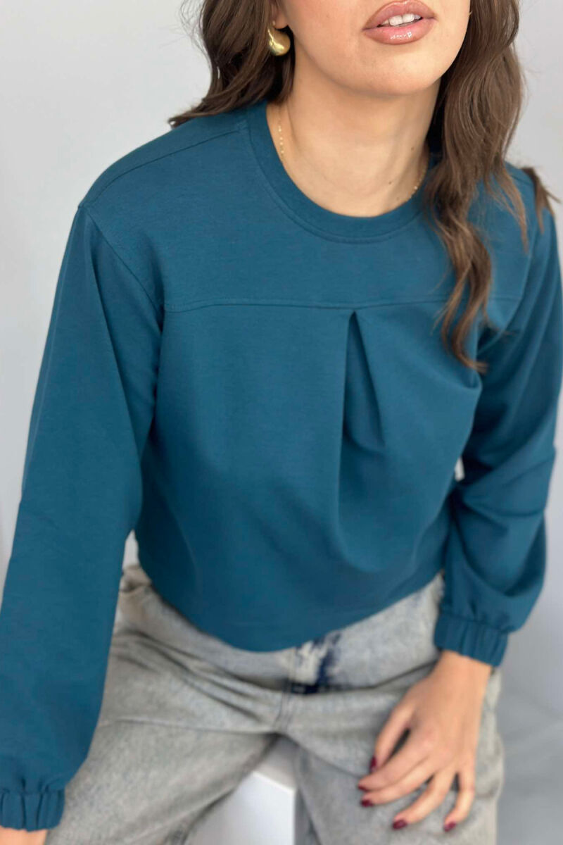 ROUND NECK ONE COLOR WOMEN BLOUSE BLUE STONE/GK - 3