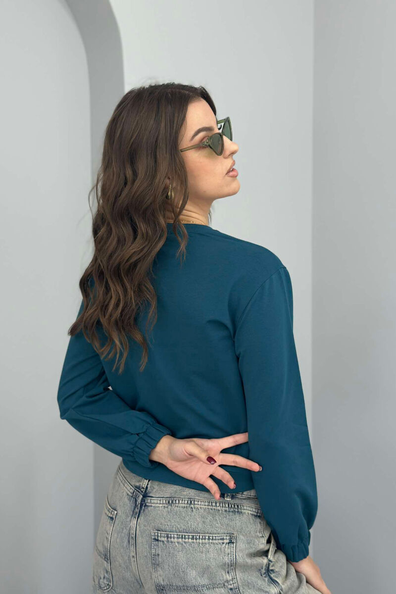 ROUND NECK ONE COLOR WOMEN BLOUSE BLUE STONE/GK - 5