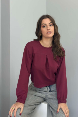 ROUND NECK ONE COLOR WOMEN BLOUSE BUYRDGUNDY/VISHNJE 