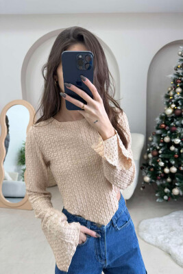 ROUND NECK ONE COLOR WOMEN CROP TOP BEIGE/BEZHE 