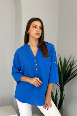 ROUND NECK ONE COLOR WOMEN SHIRT BLUE/BLU 