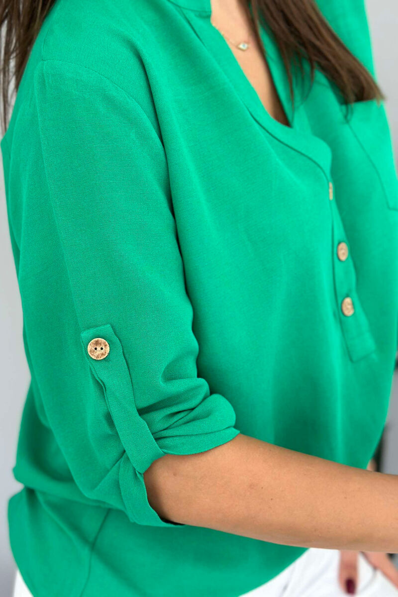 ROUND NECK ONE COLOR WOMEN SHIRT GREEN/JESHILE - 4