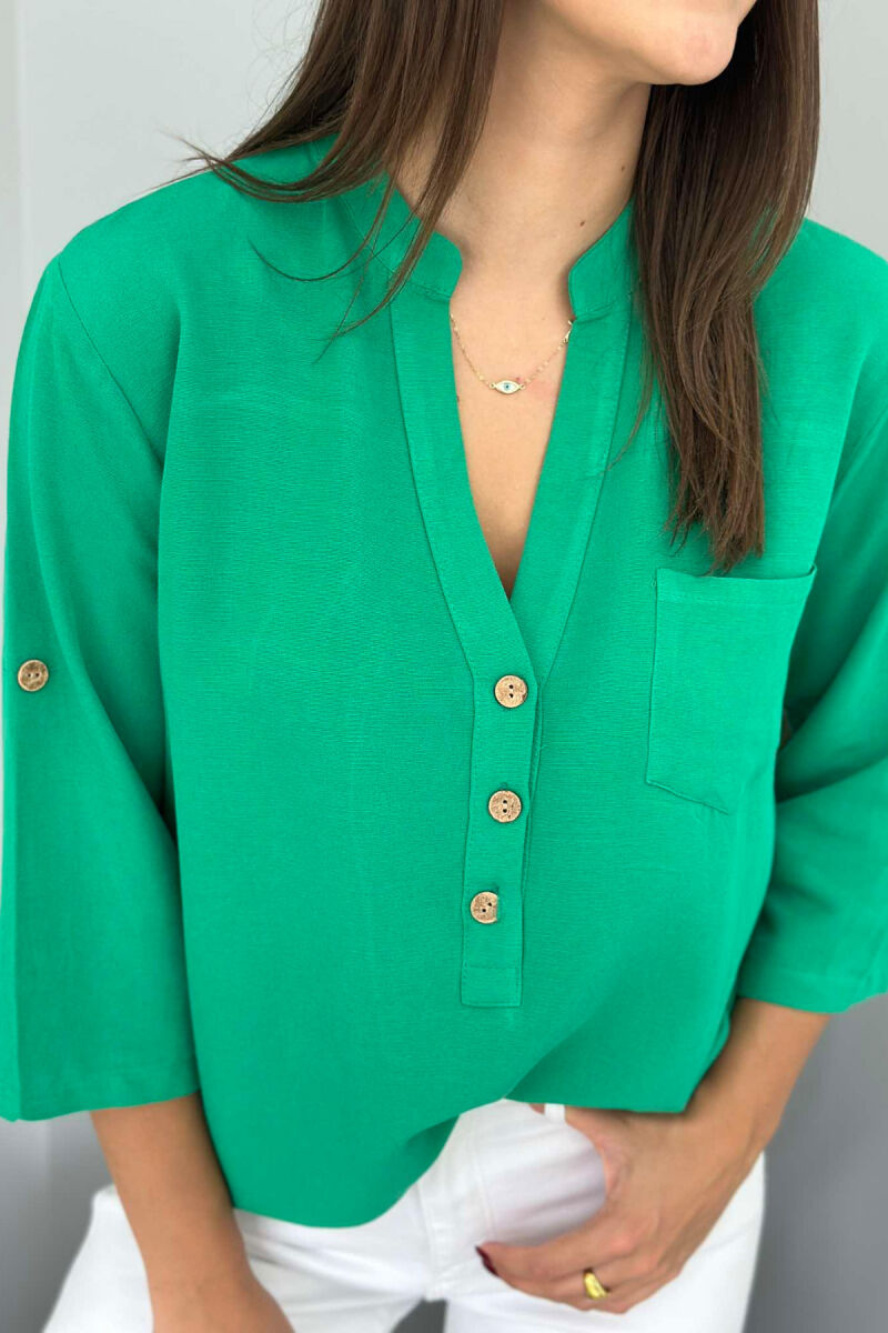 ROUND NECK ONE COLOR WOMEN SHIRT GREEN/JESHILE - 5