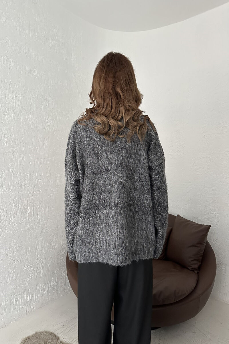 ROUND NECK ONE COLOR WOMEN SWEATER GREY/GRI - 7