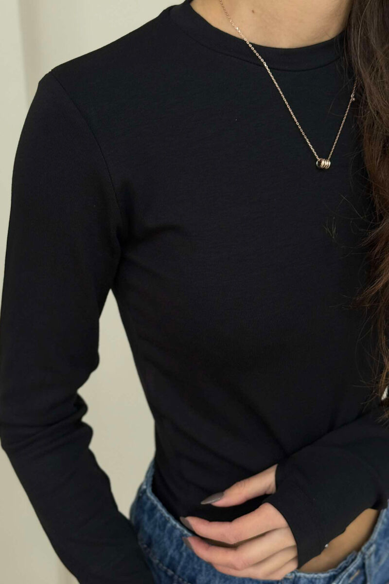 ROUND NECK ONE COLOR WOMEN SWEATSHIRT BLACK/ E ZEZE - 5