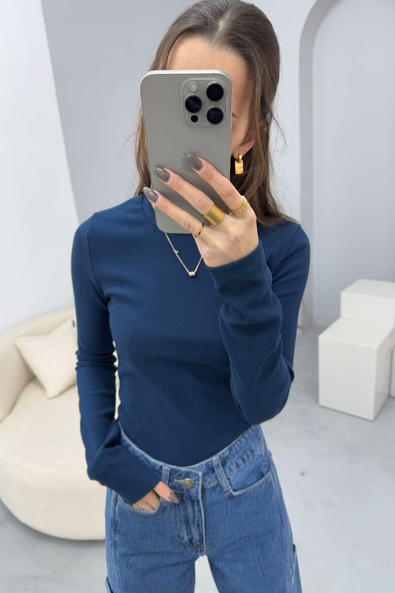 ROUND NECK ONE COLOR WOMEN SWEATSHIRT BLUE/BLU - 3