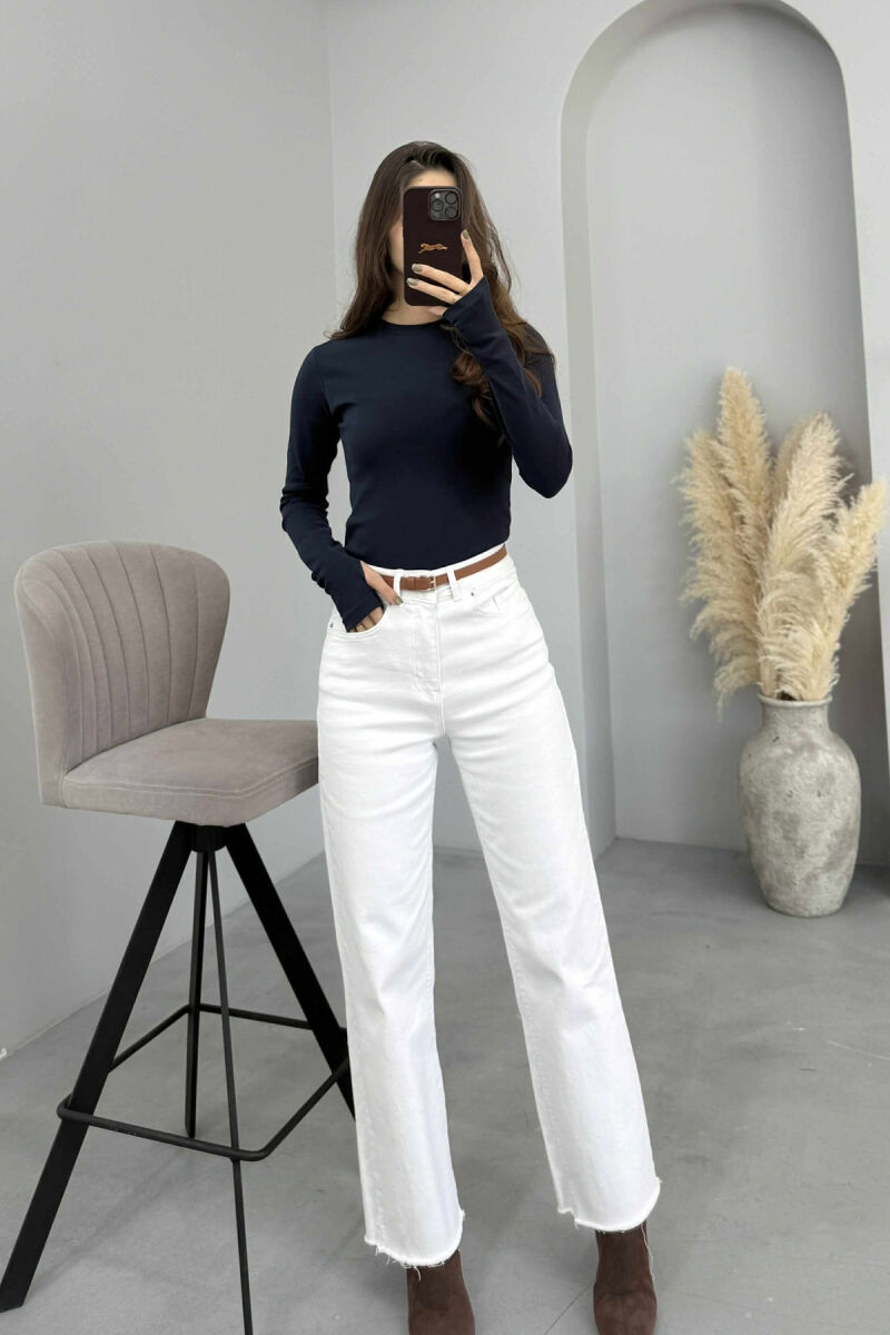 ROUND NECK ONE COLOR WOMEN SWEATSHIRT DARK BLUE/BEE - 3