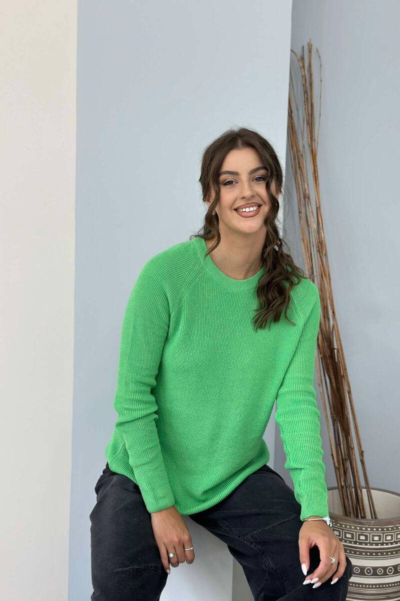 ROUND NECK ONE COLOR WOMEN SWEATSHIRT GREEN/JESHILE - 2