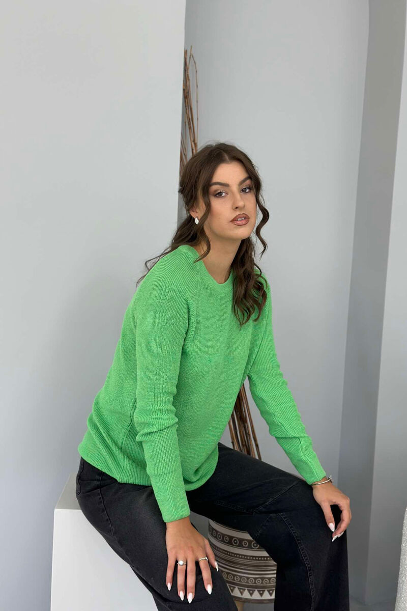 ROUND NECK ONE COLOR WOMEN SWEATSHIRT GREEN/JESHILE - 3