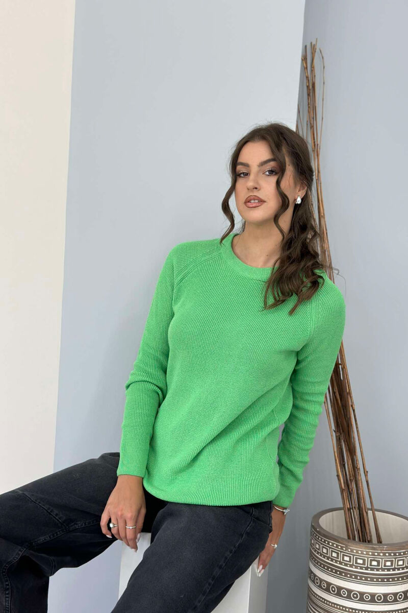 ROUND NECK ONE COLOR WOMEN SWEATSHIRT GREEN/JESHILE - 5