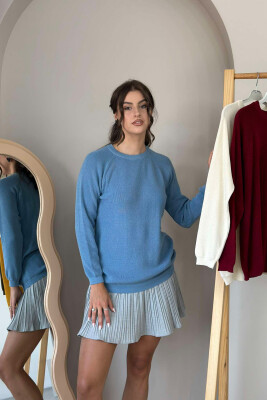 ROUND NECK ONE COLOR WOMEN SWEATSHIRT LIGHTBLUE/BZ 