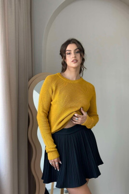 ROUND NECK ONE COLOR WOMEN SWEATSHIRT MUSTARD/MUSTARDE 