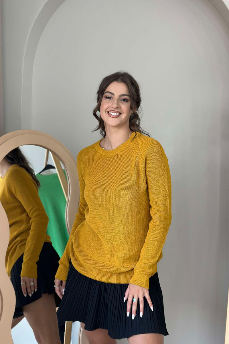 ROUND NECK ONE COLOR WOMEN SWEATSHIRT MUSTARD/MUSTARDE - 3