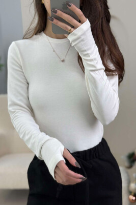 ROUND NECK ONE COLOR WOMEN SWEATSHIRT WHITE-E BARDHE 