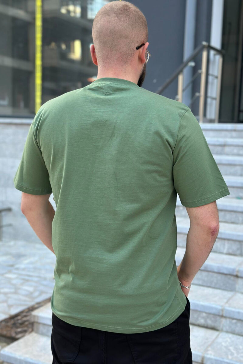 ROUND NECK POCKET ONE COLOR MEN T-SHIRT GREEN/JESHILE - 2