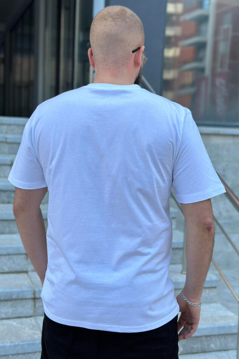 ROUND NECK POCKET ONE COLOR MEN T-SHIRT WHITE-E BARDHE - 3