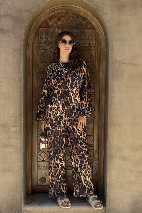 ROUND NECK SHIRT+TROUSERS WOMEN SET LEO/LEOPARD - 1