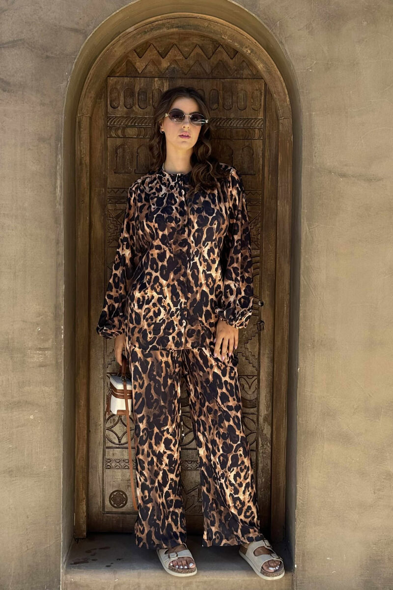 ROUND NECK SHIRT+TROUSERS WOMEN SET LEO/LEOPARD - 1