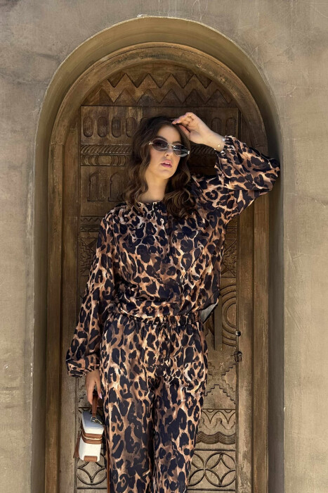 ROUND NECK SHIRT+TROUSERS WOMEN SET LEO/LEOPARD - 6