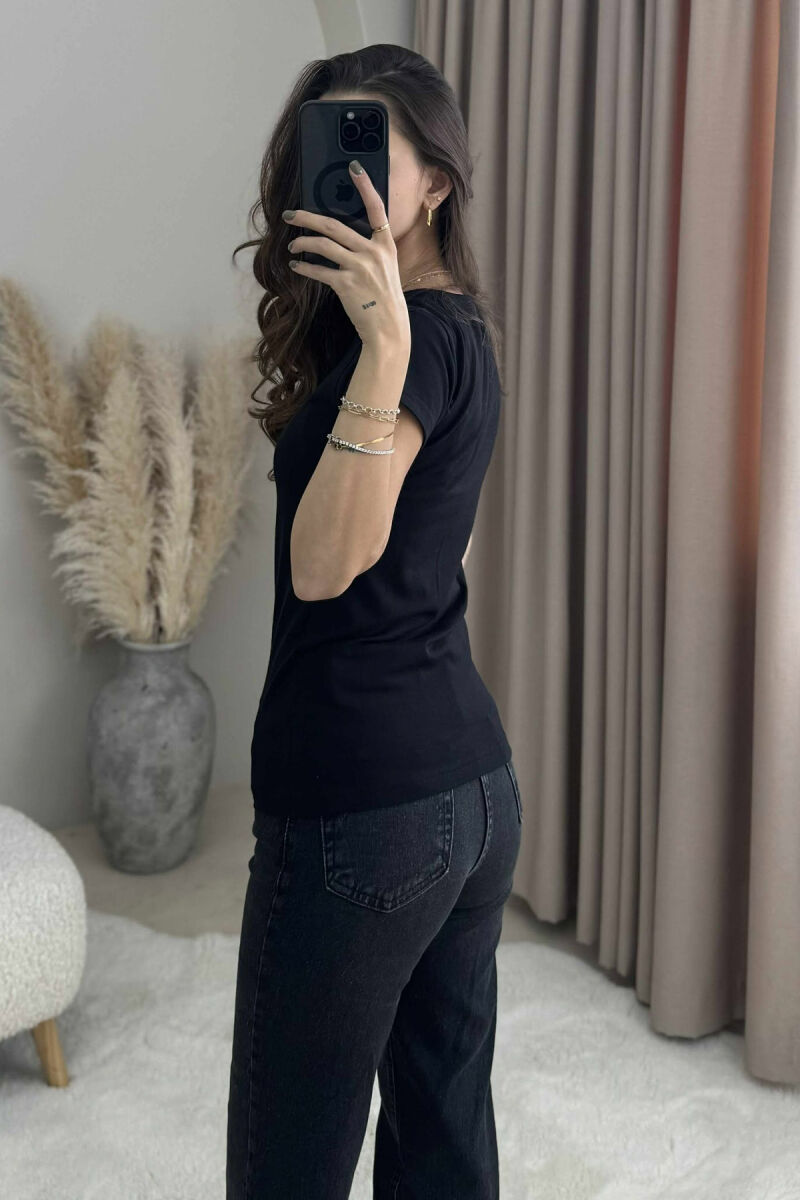 ROUND NECK SHORT SLEEVE BLOUSE WOMAN BLACK/ E ZEZE - 2