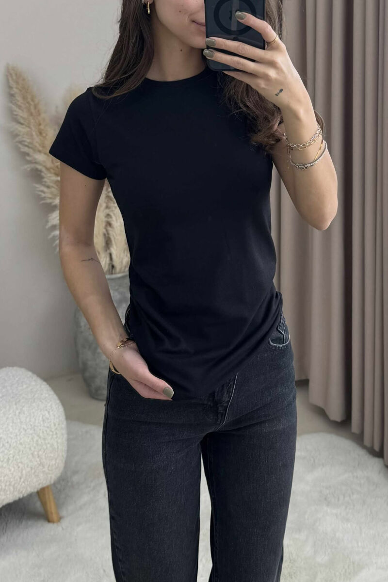 ROUND NECK SHORT SLEEVE BLOUSE WOMAN BLACK/ E ZEZE - 3