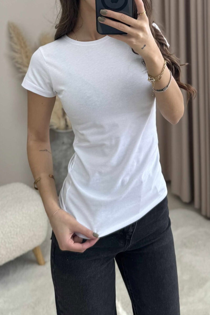 ROUND NECK SHORT SLEEVE BLOUSE WOMAN WHITE-E BARDHE - 3