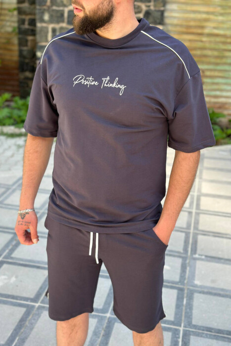 ROUND NECK SIMPLE COTTON MEN SET DARK GREY/GEE - 2