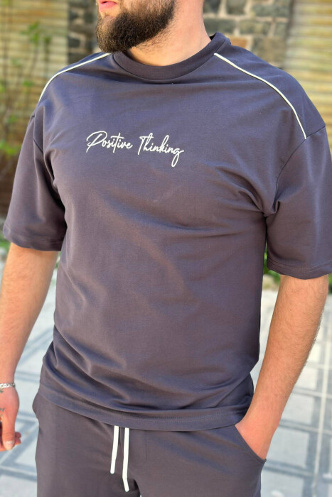 ROUND NECK SIMPLE COTTON MEN SET DARK GREY/GEE - 3