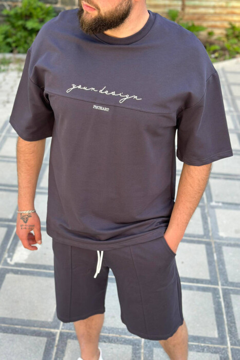 ROUND NECK SIMPLE COTTON MEN SET DARK GREY/GEE - 2