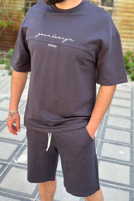 ROUND NECK SIMPLE COTTON MEN SET DARK GREY/GEE - 4