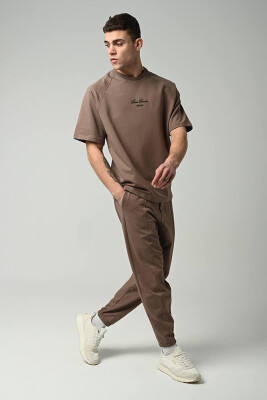 ROUND NECK SIMPLE COTTON MEN SET LIGHT BROWN/KAZB 