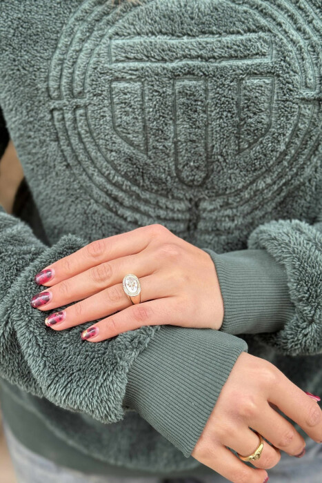 ROUND NECK SIMPLE FLUFFY WOMEN SWEATSHIRT GREEN/JESHILE - 5