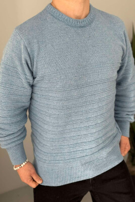 ROUND NECK SIMPLE MEN SWEATER BABY BLUE/BLU BY 