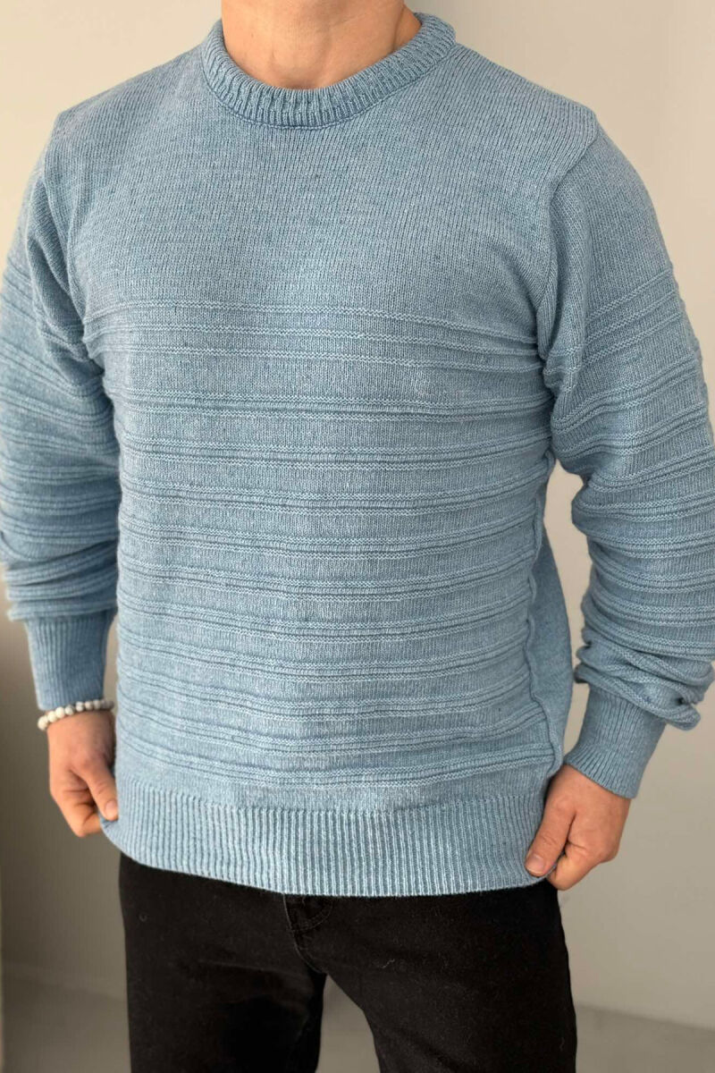 ROUND NECK SIMPLE MEN SWEATER BABY BLUE/BLU BY - 3