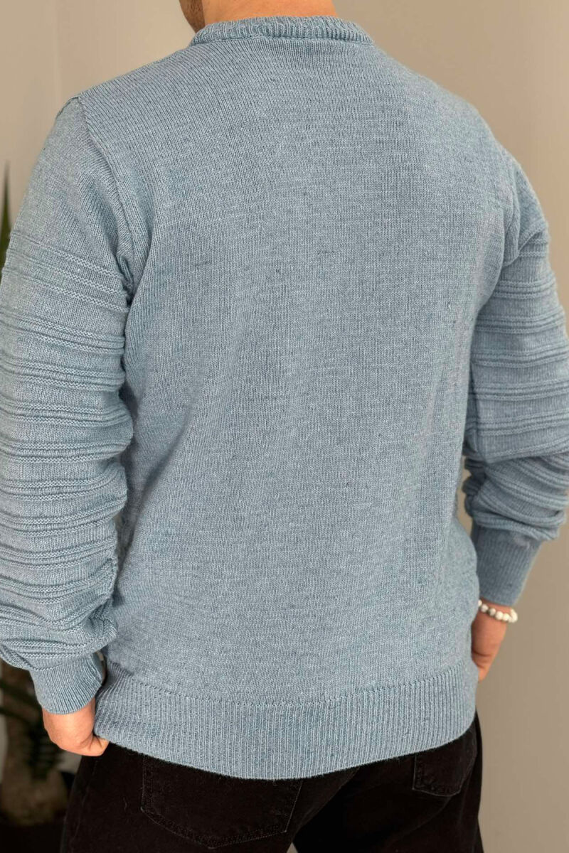 ROUND NECK SIMPLE MEN SWEATER BABY BLUE/BLU BY - 4