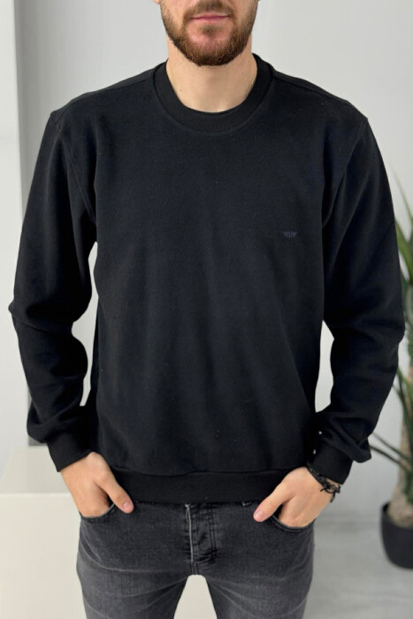 ROUND NECK SIMPLE MEN SWEATER BLACK/ E ZEZE - 1