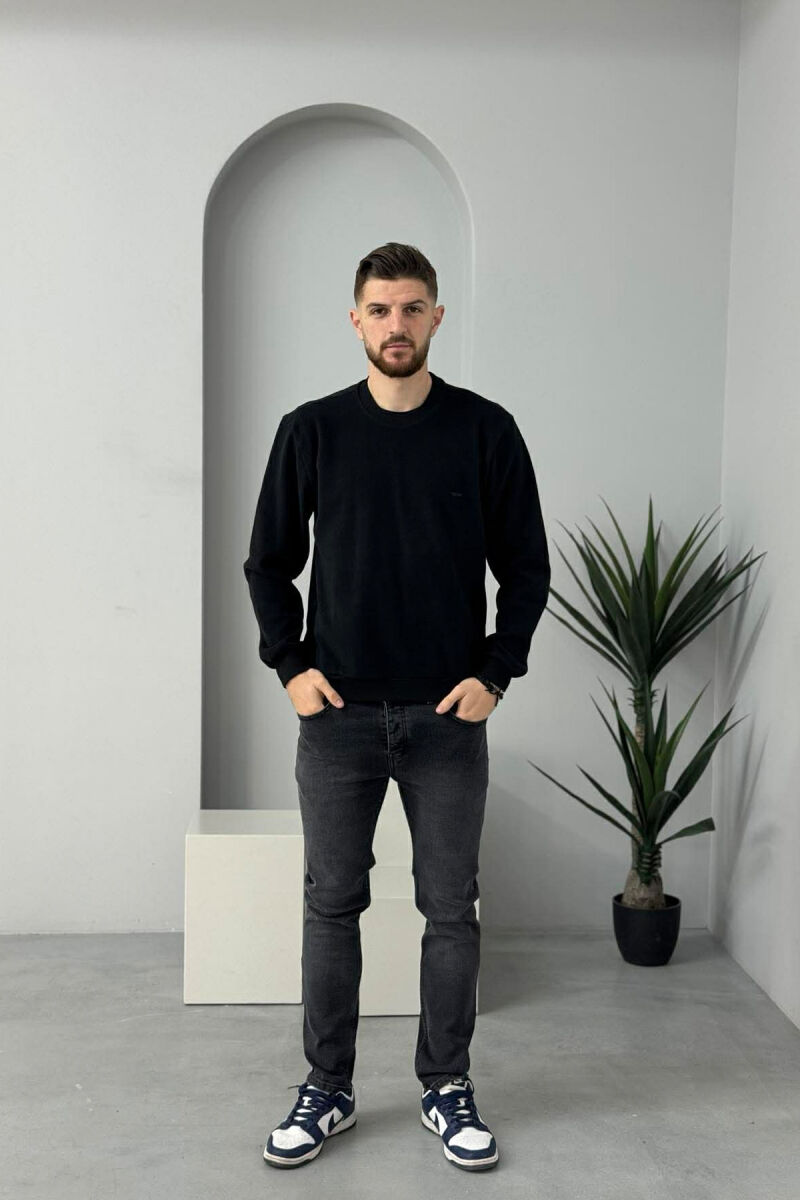 ROUND NECK SIMPLE MEN SWEATER BLACK/ E ZEZE - 1