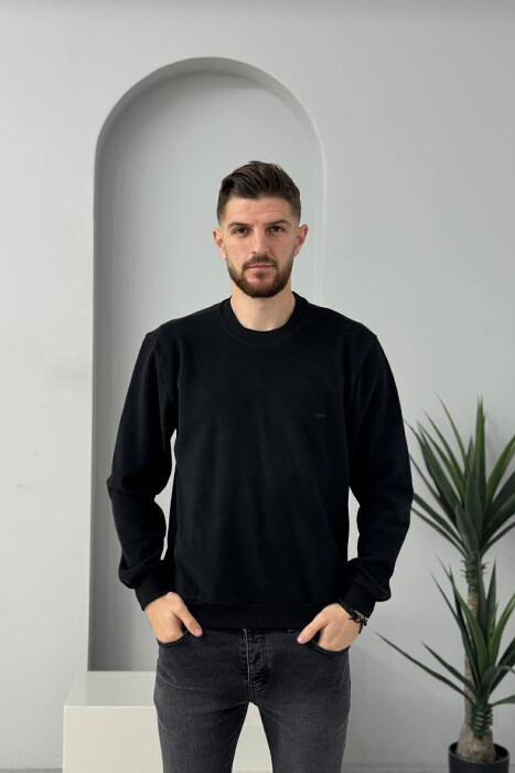 ROUND NECK SIMPLE MEN SWEATER BLACK/ E ZEZE - 3