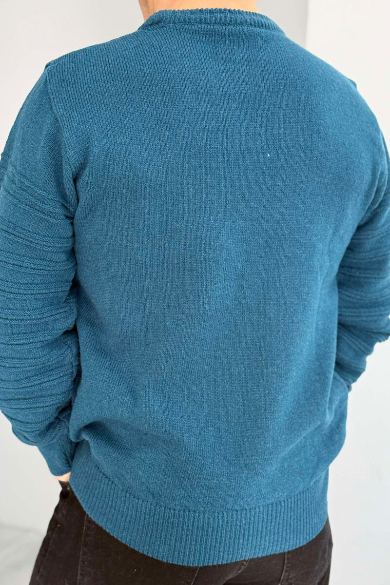 ROUND NECK SIMPLE MEN SWEATER BLUE STONE/GK - 3