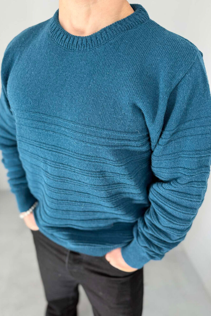 ROUND NECK SIMPLE MEN SWEATER BLUE STONE/GK - 4