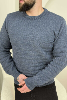 ROUND NECK SIMPLE MEN SWEATER BLUE/BLU 