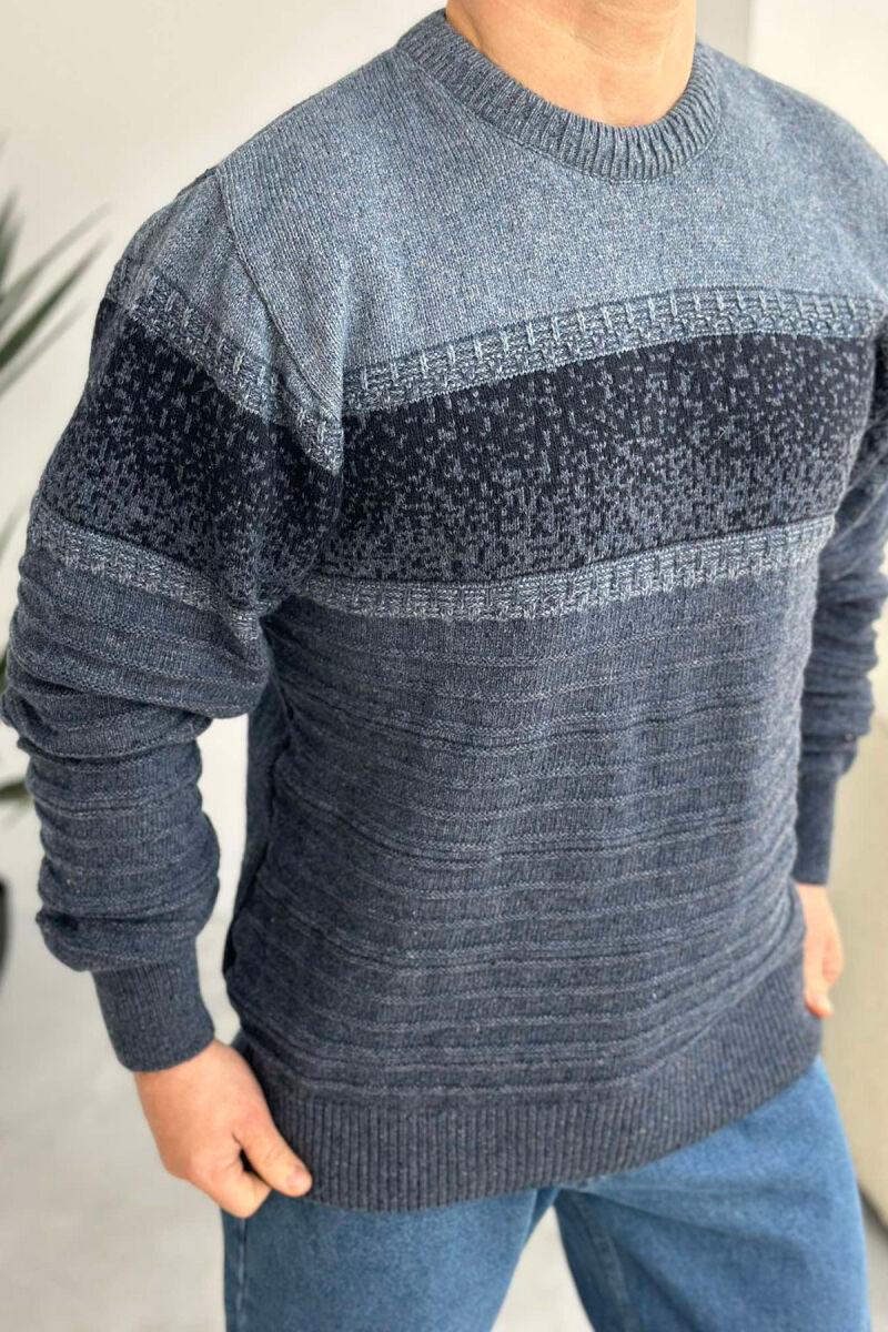 ROUND NECK SIMPLE MEN SWEATER BLUE/BLU - 3