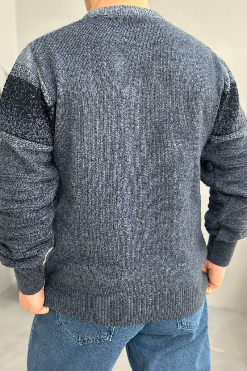 ROUND NECK SIMPLE MEN SWEATER BLUE/BLU - 4