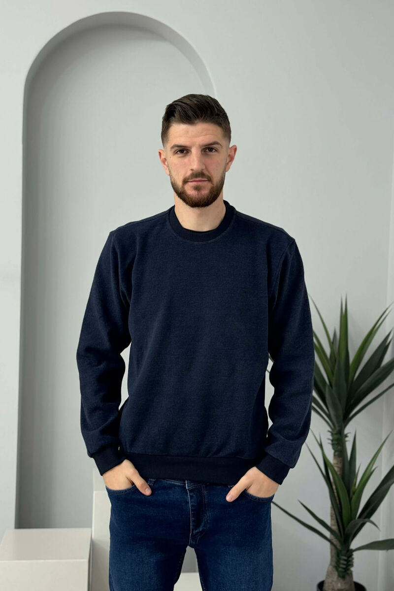 ROUND NECK SIMPLE MEN SWEATER BLUE/BLU - 3