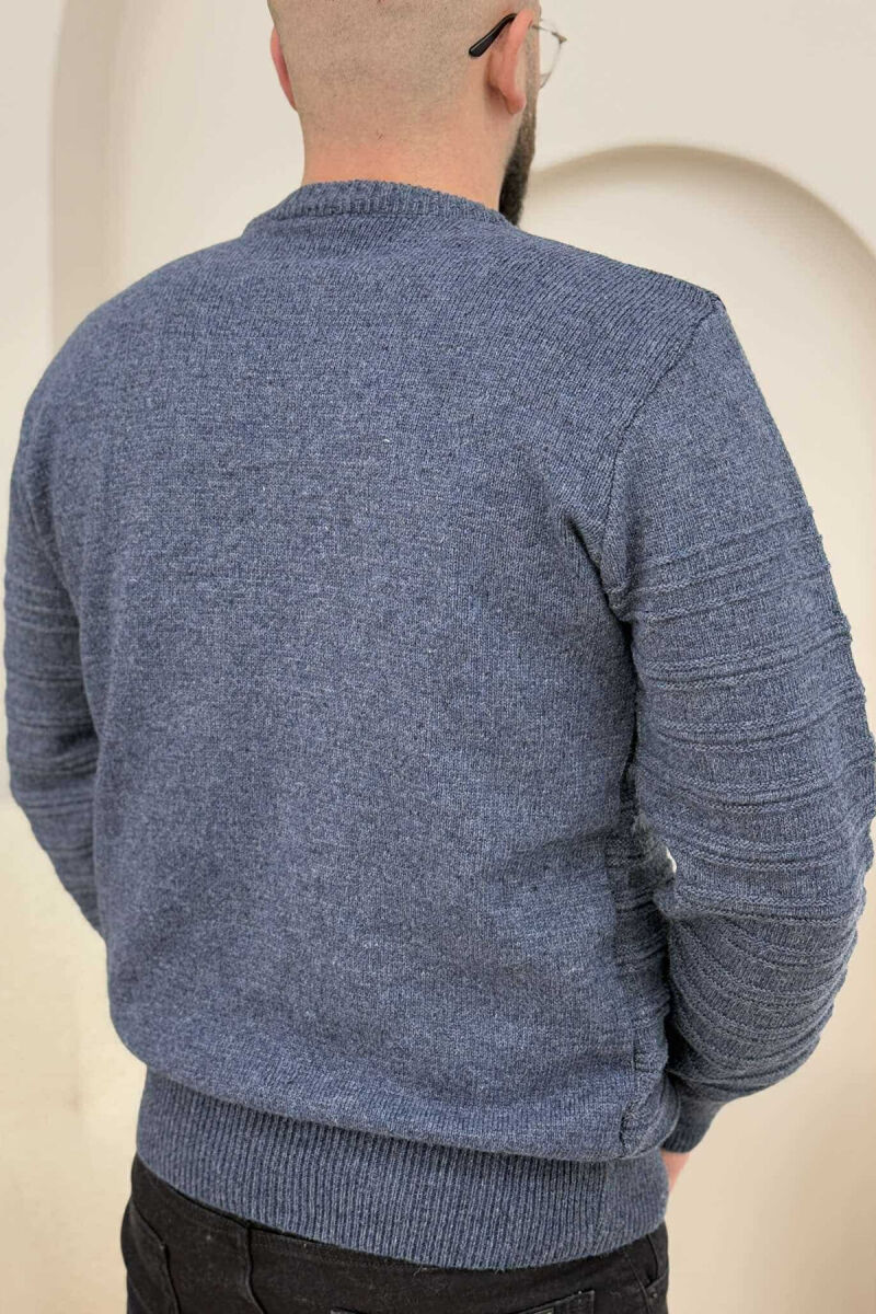 ROUND NECK SIMPLE MEN SWEATER BLUE/BLU - 3