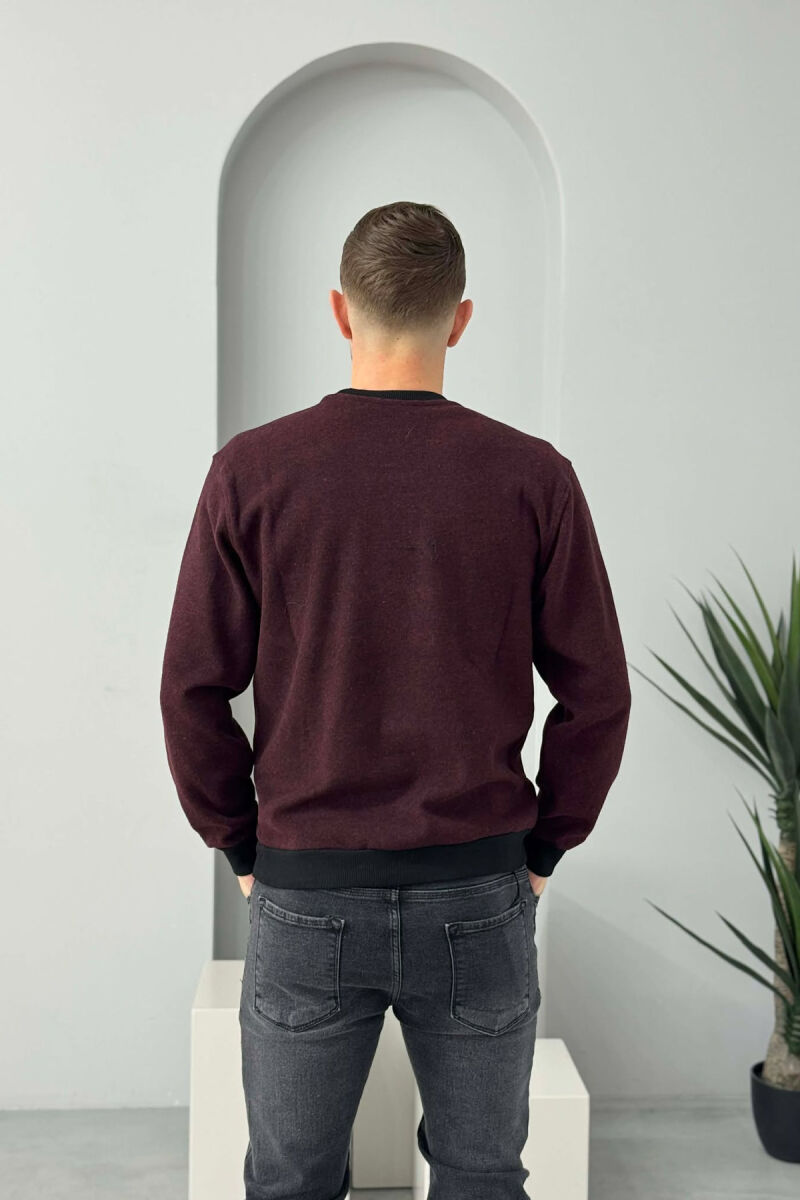 ROUND NECK SIMPLE MEN SWEATER BURGUNDY/VISHNJE - 2