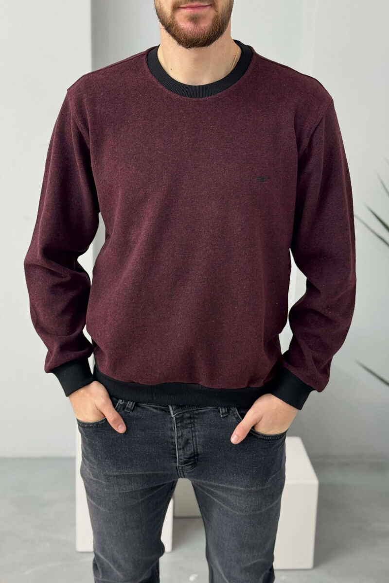 ROUND NECK SIMPLE MEN SWEATER BURGUNDY/VISHNJE - 3